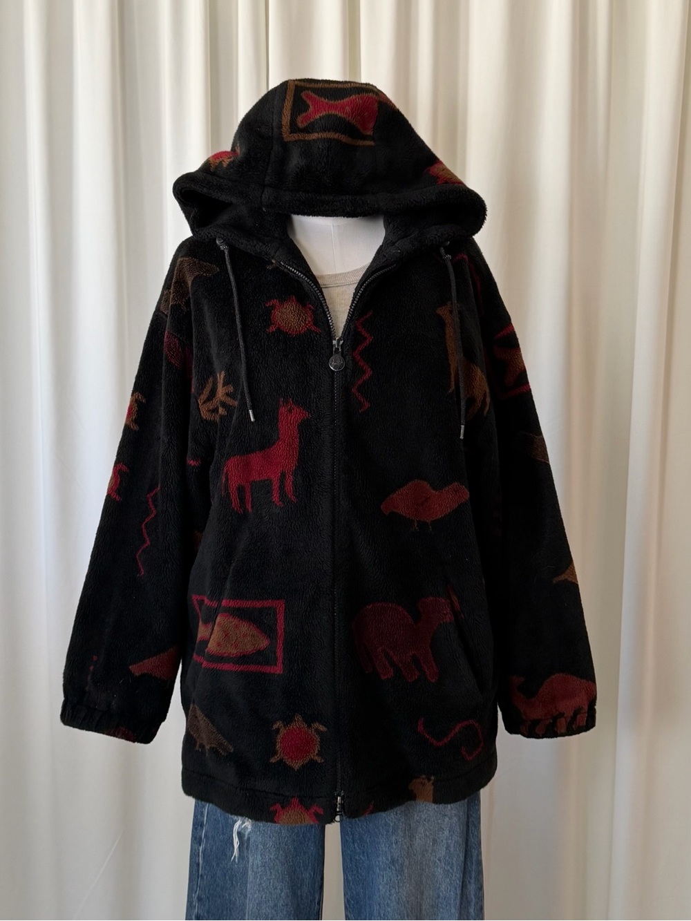 Vintage Y2K Forecaster Sport Fleece Jacket Hooded Zip Up Black Gorpcore small - Picture 2 of 14